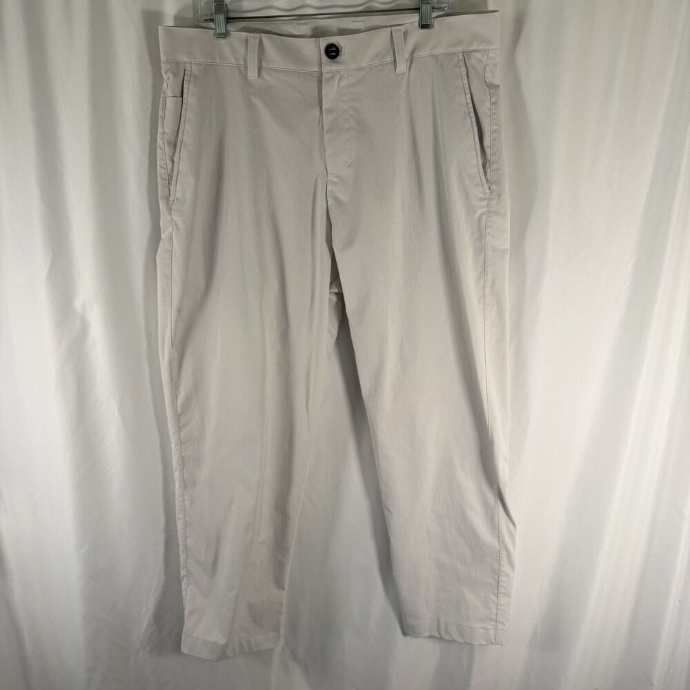 Lululemon Pants Men's 36 Solid White Slash Pockets 27" Inseam Hemmed Flat front